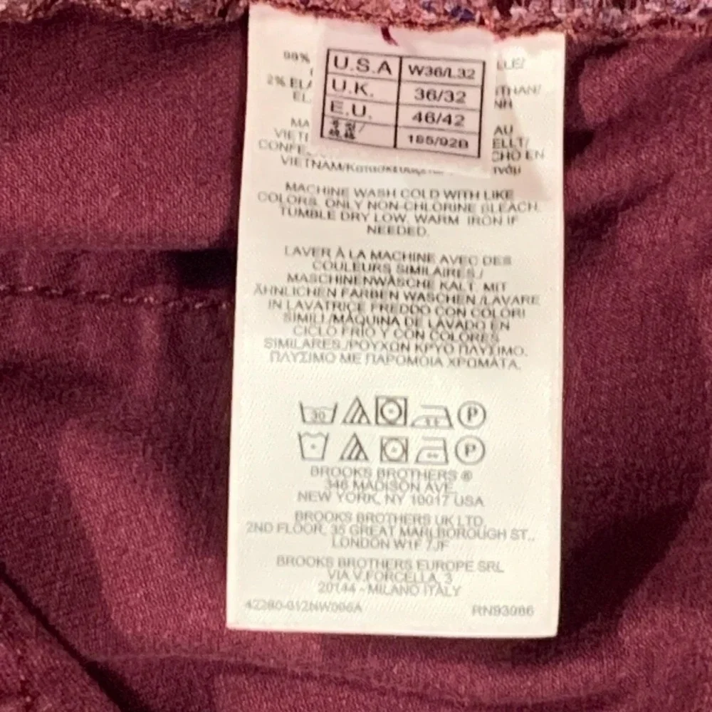 Brooks Brothers‎ Pants Mens 36x32 Red Slim Chino Flat Front Straight Leg Comfort